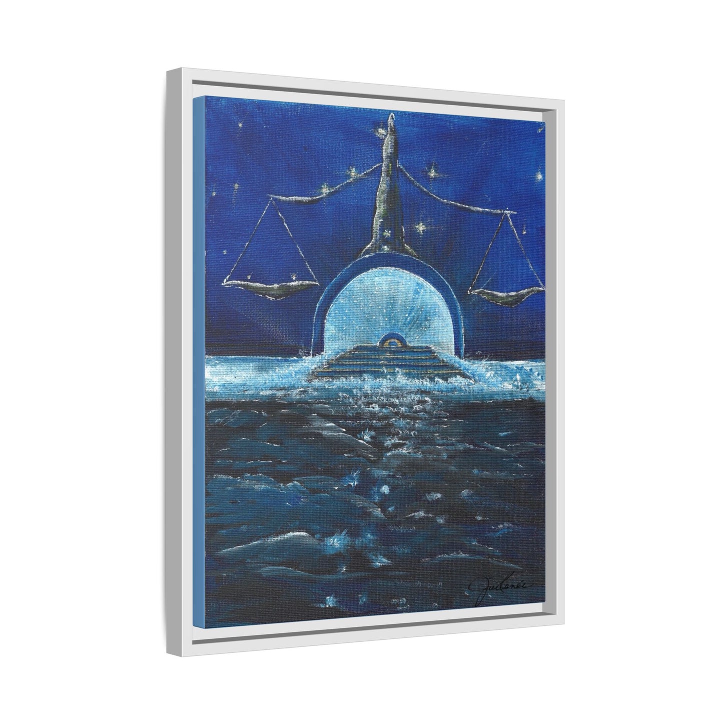 Libra Constellation and Scales Zodiac, Framed Canvas Print  Wall Art, Horoscope Astrology Decor, Gift for Libra, Constellation Art