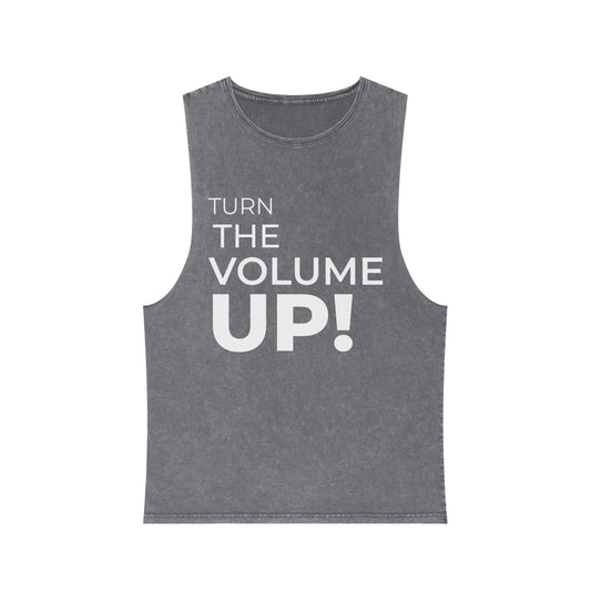 Stonewash Tank Top, Turn the volume Up Trending Shirt, Unisex Sleeveless Tee, Summer Concert Music Festival Apparel, Retro Distressed Top,