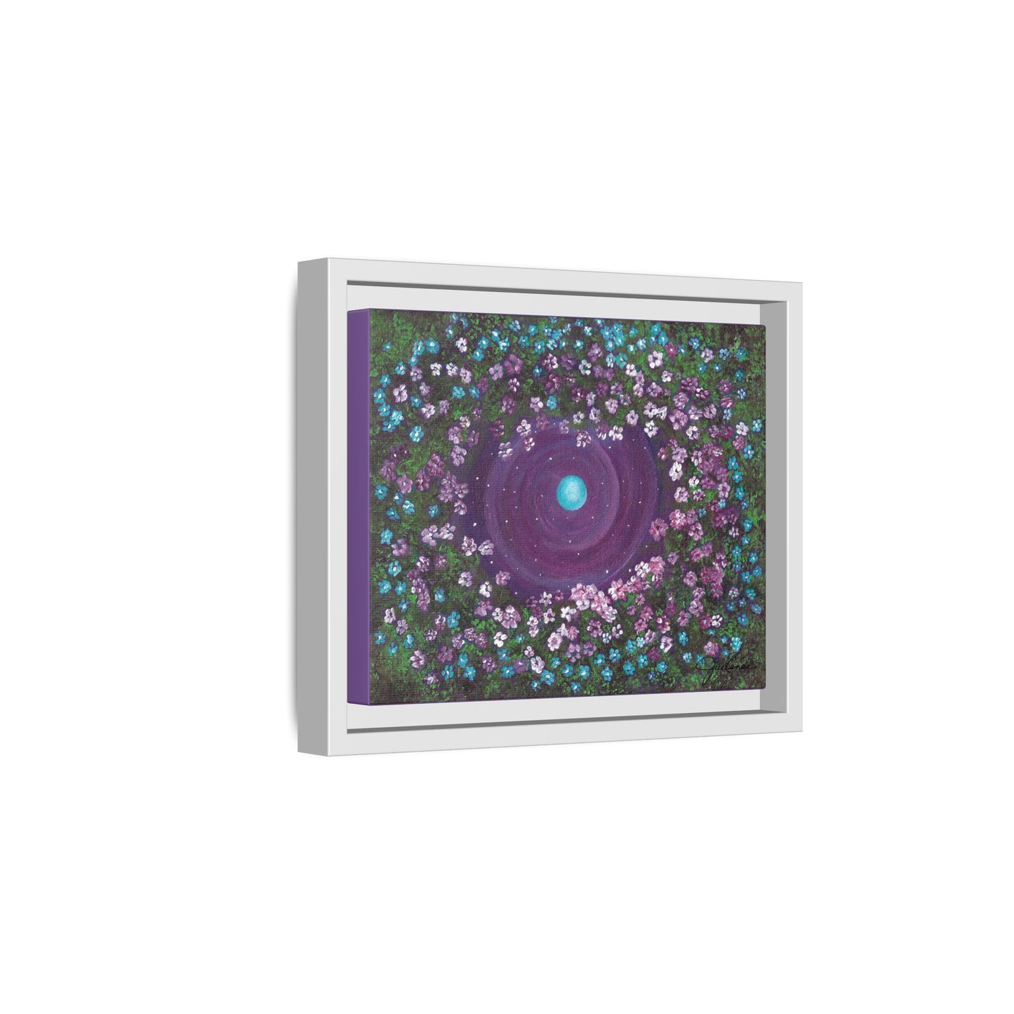 One World Floral Galaxy Painting Matte Canvas, Framed Wall Art | Earth Flower Garden