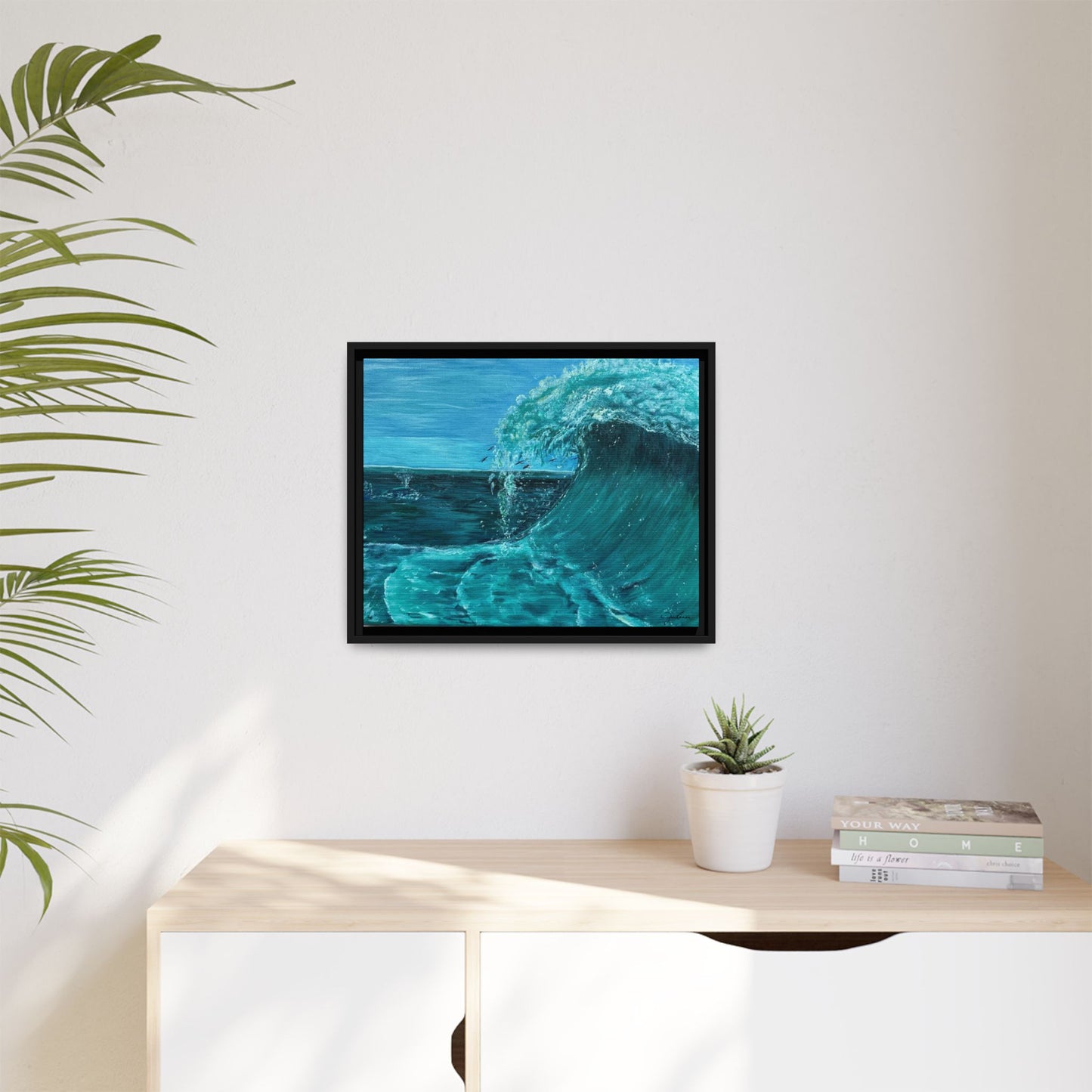 Colorful Wave at Sea Framed Canvas Print | Matte Canvas Artwork