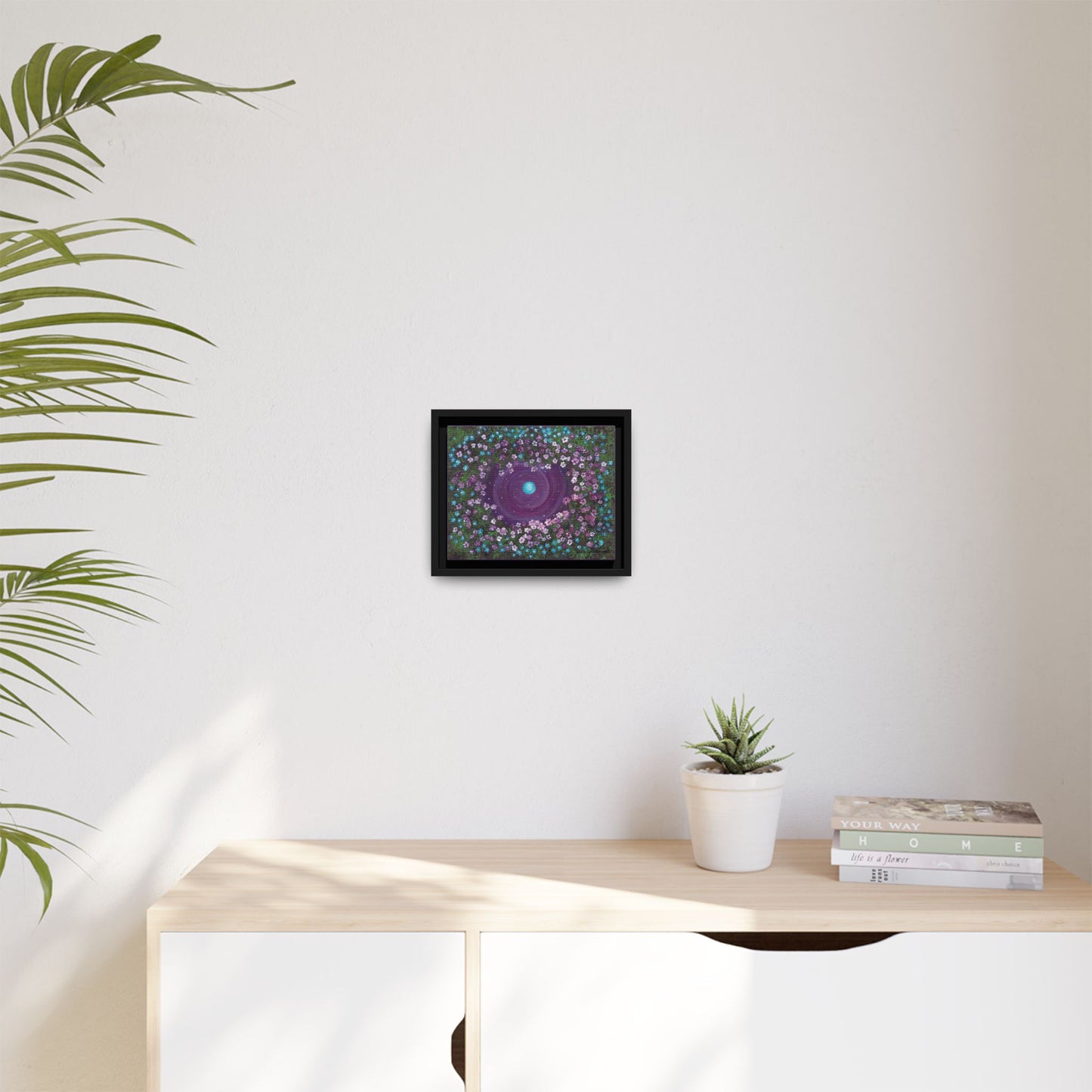 One World Floral Galaxy Painting Matte Canvas, Framed Wall Art | Earth Flower Garden