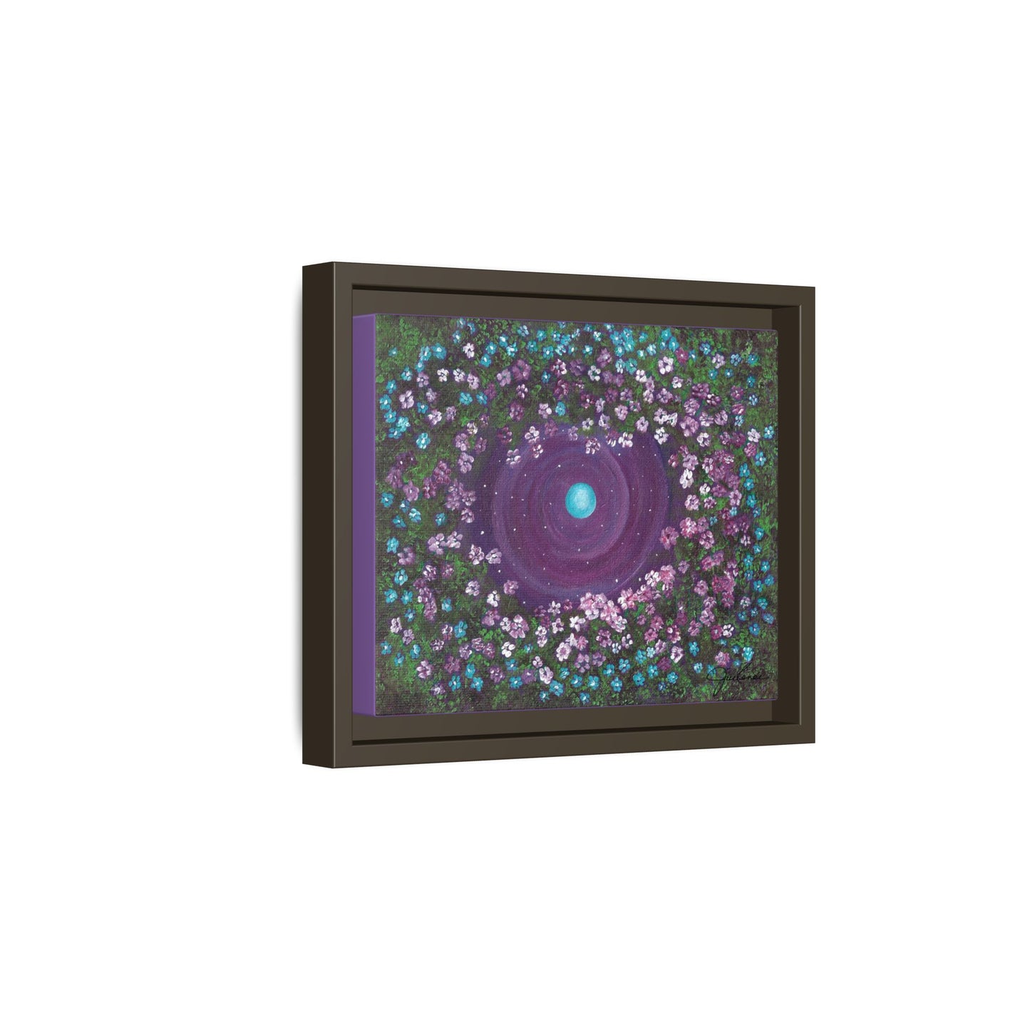 One World Floral Galaxy Painting Matte Canvas, Framed Wall Art | Earth Flower Garden