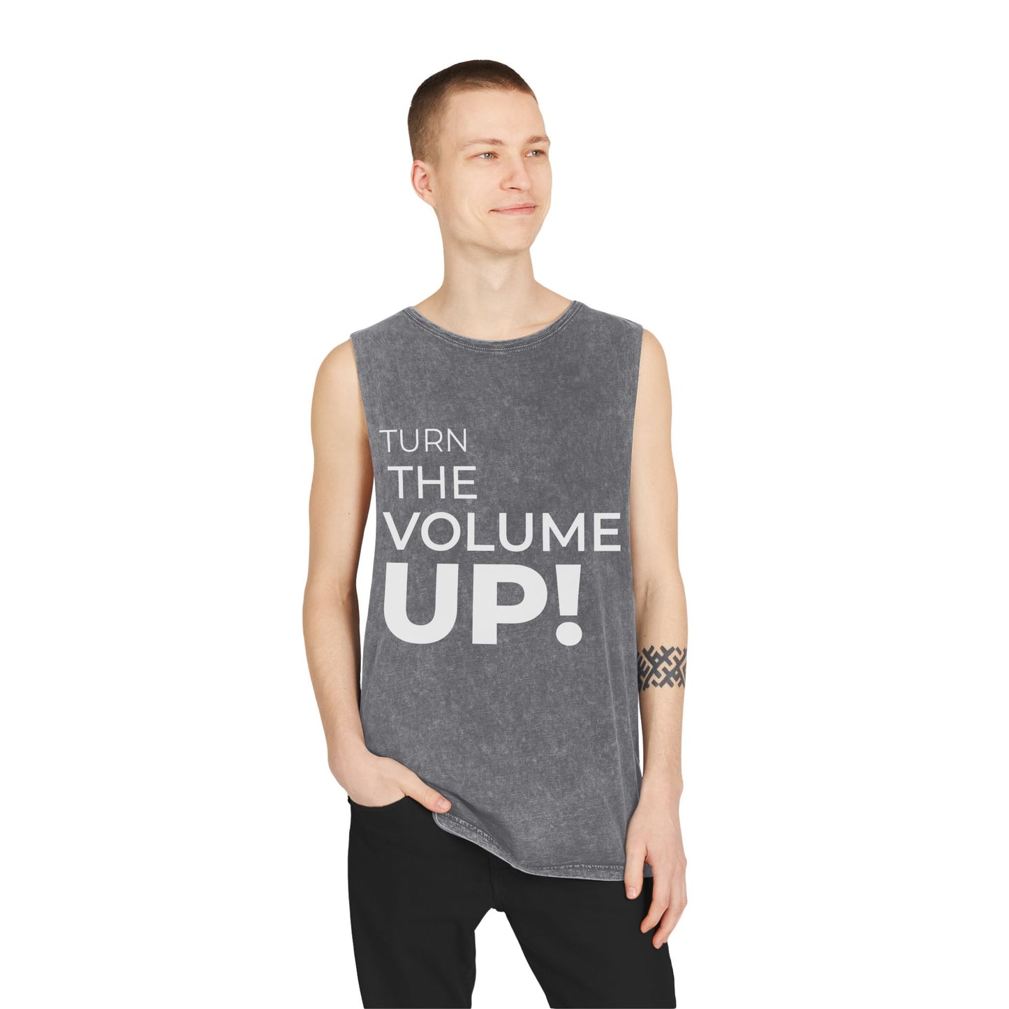 Stonewash Tank Top, Turn the volume Up Trending Shirt, Unisex Sleeveless Tee, Summer Concert Music Festival Apparel, Retro Distressed Top,