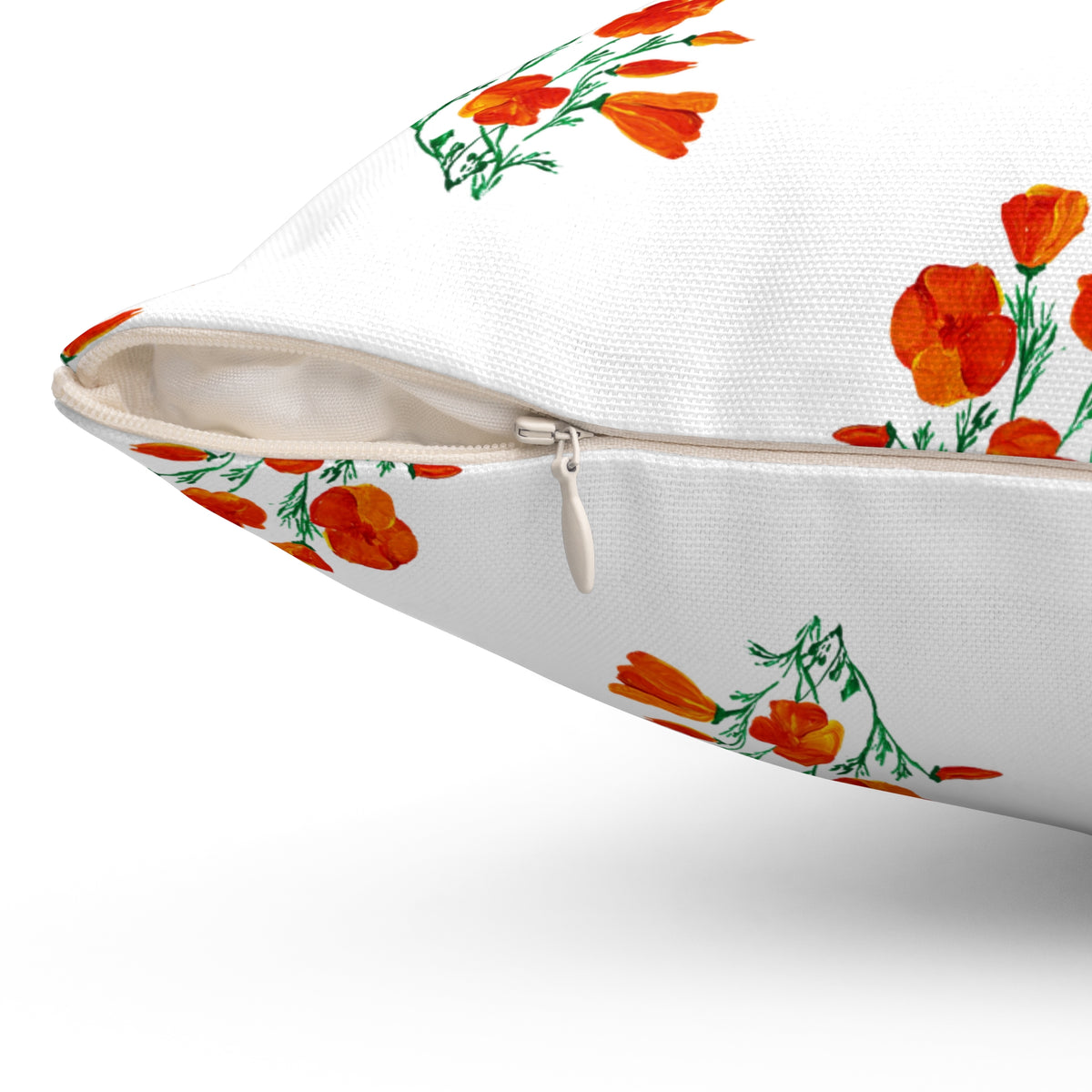 Elegant painted California Poppies, Floral Decor Pillow, Vintage Flower Cushion, Botanical Accent Pillow, Spring Decor, Flower Lover Gift