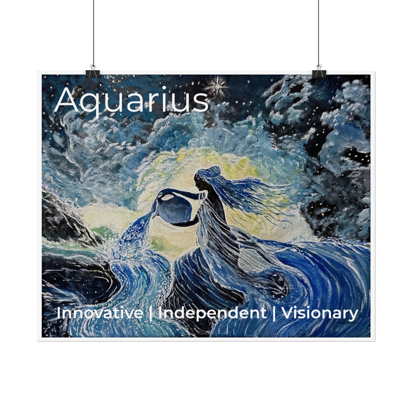 Celestial Aquarius Poster, Zodiac Wall Art, Astrology Room Decor, Horoscope Print, Celestial Home Decor, Astrological Sign Poster