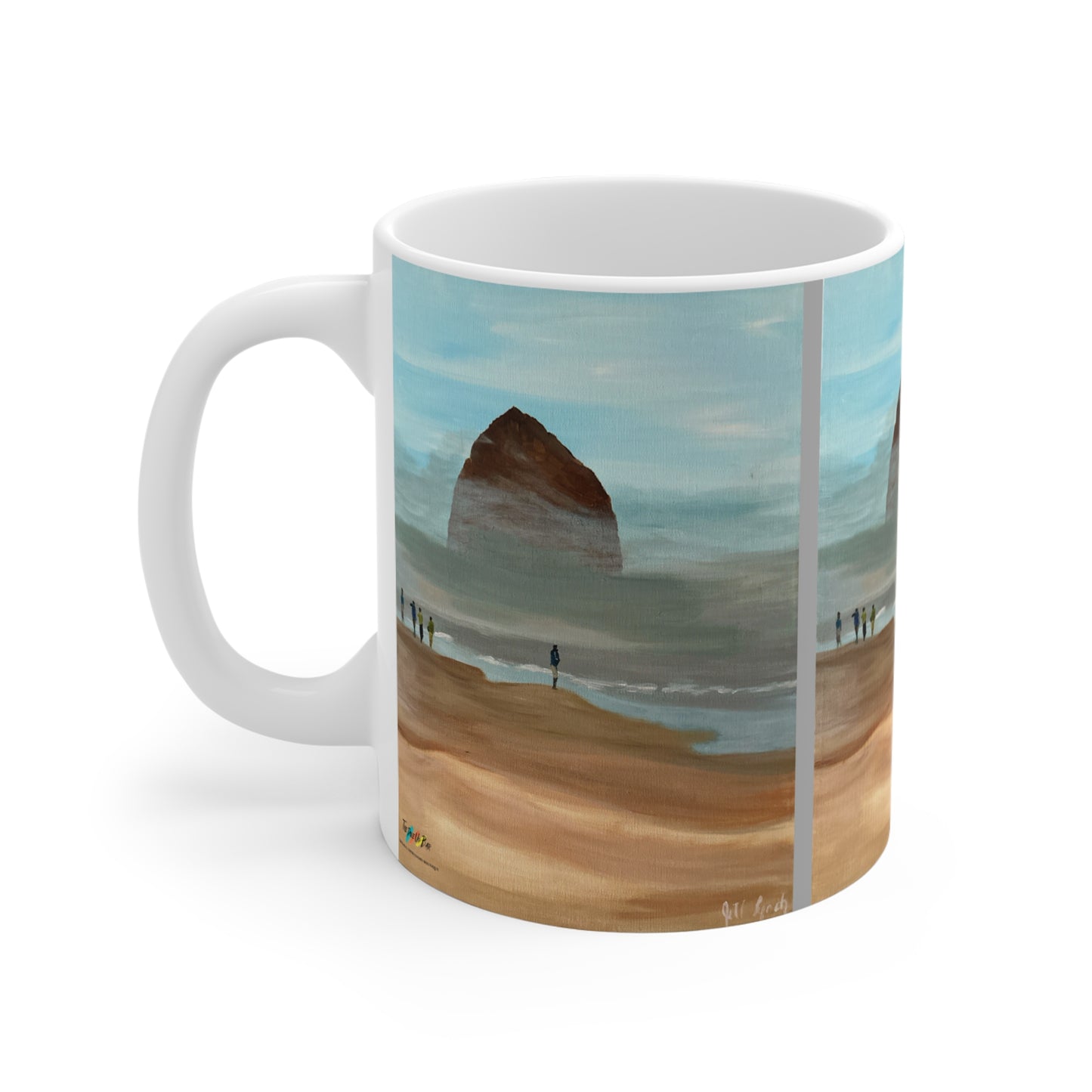 Cannon Beach Mug, 11oz - Haystack Rock Ceramic Cup for Nature Lovers, Oregon Coastal Gift, Coffee Mug Souvenir