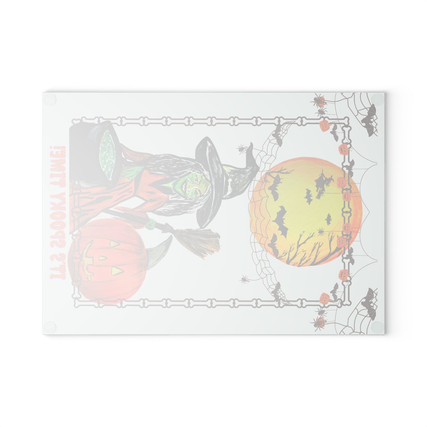 Halloween Glass Cutting Board, Spooky Kitchen Decor, Witch & Pumpkin Design, Holiday Gift, Halloween Party Essentials