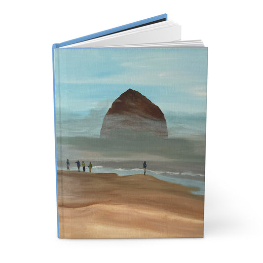 Matte Hardcover Journal, foggy Haystack Rock notebook, nature lover gift, writer's diary, travel planner, stationary essential, personal
