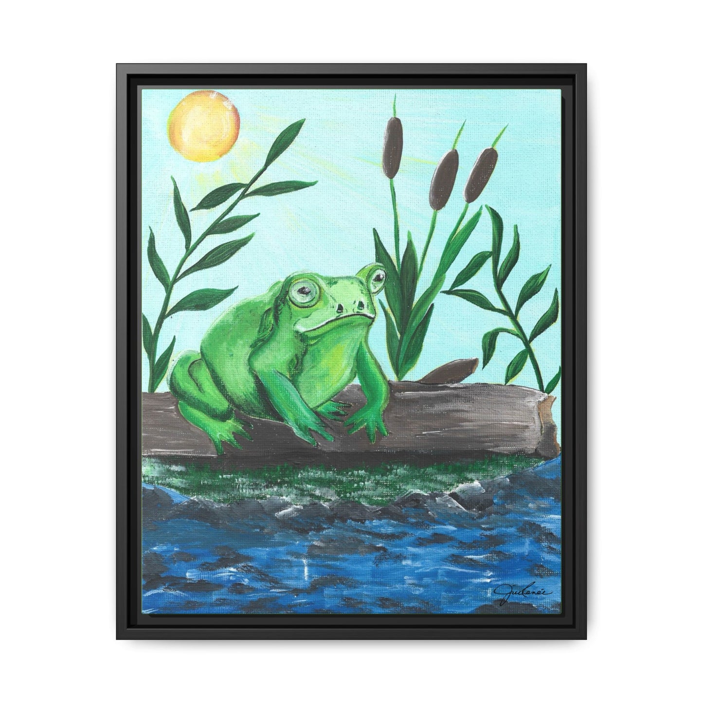 Canvas Print - Froggy! Waiting on Log