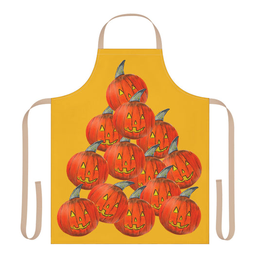 Stacked Jack-o'-Lanterns Apron | Halloween Pumpkin Kitchen Apron