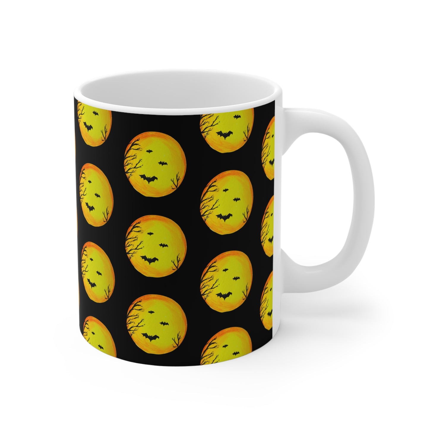 Spooky Moon Halloween Mug, Halloween Hot Beverage Cup, Fall Day Gift, Kitchen Decor, Spooky Glossy Drinkware, Halloween Holiday Mug,