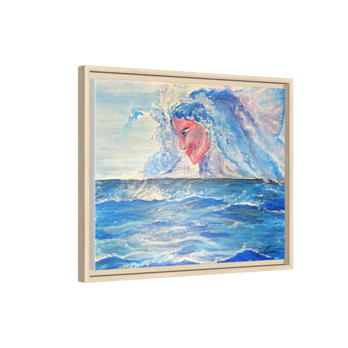 Iridessa - Ocean Spirit Framed Canvas Art — Ethereal Sea Goddess Painting
