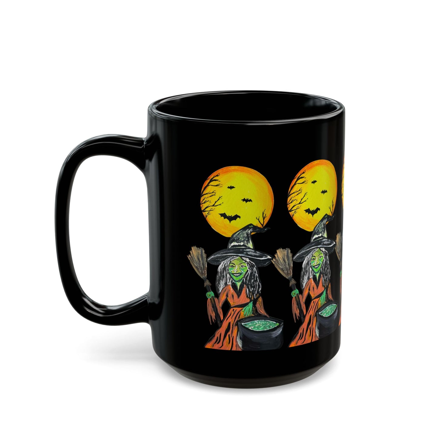 Halloween Witchy Mug, Spooky Black Coffee Cup, 11oz, 15oz, Halloween Decor, Halloween Gift, Witch Mug