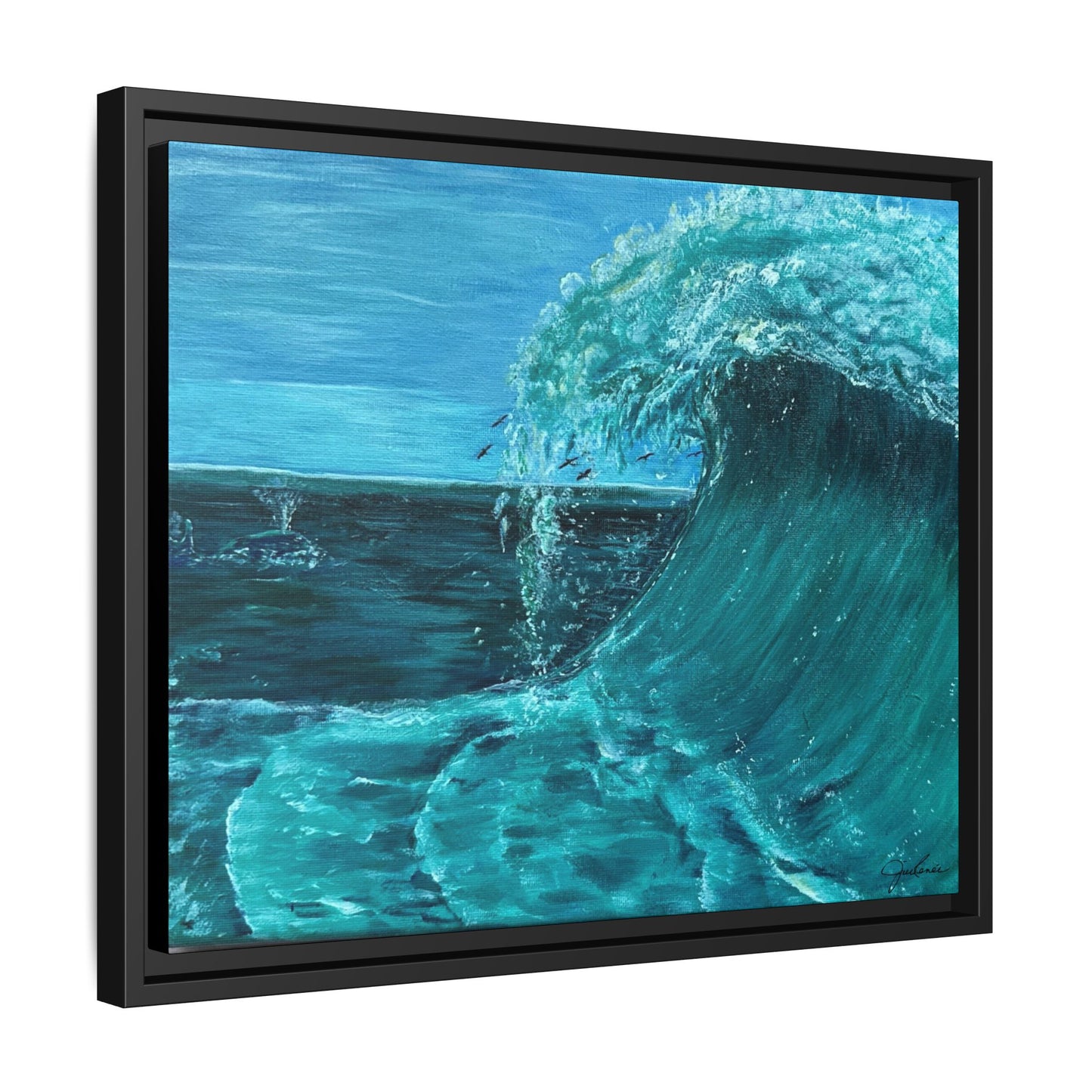 Colorful Wave at Sea Framed Canvas Print | Matte Canvas Artwork