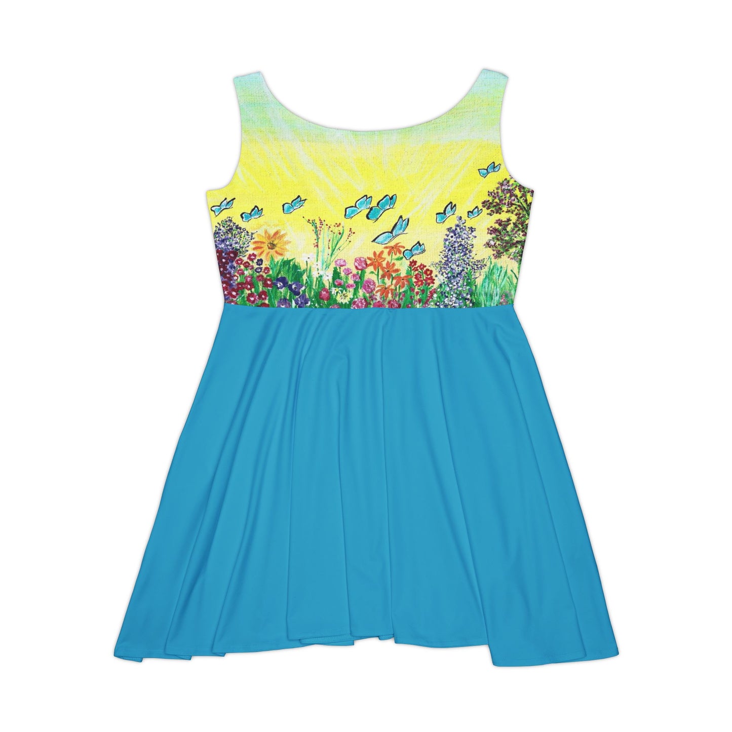 Sunny Day Wildflower Meadow Skater Dress | Floral Butterfly Print