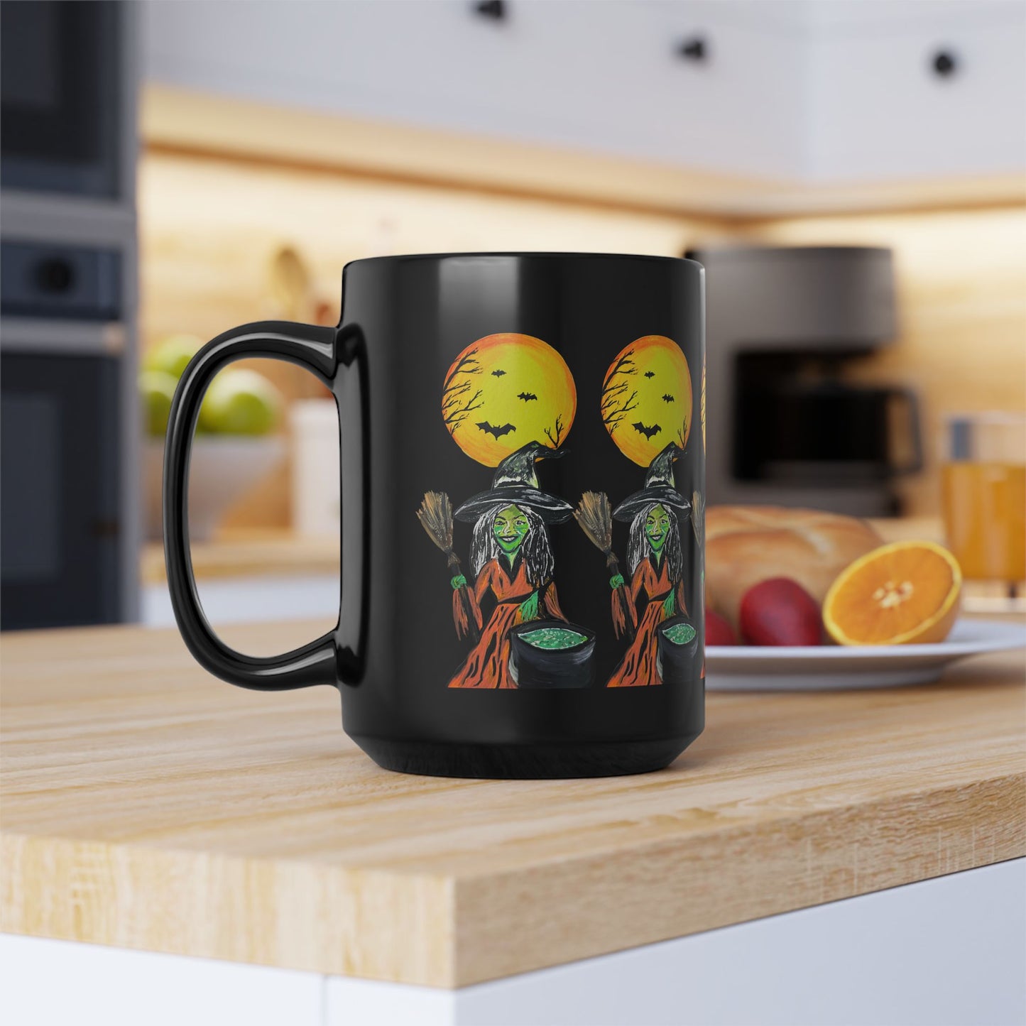 Halloween Witchy Mug, Spooky Black Coffee Cup, 11oz, 15oz, Halloween Decor, Halloween Gift, Witch Mug