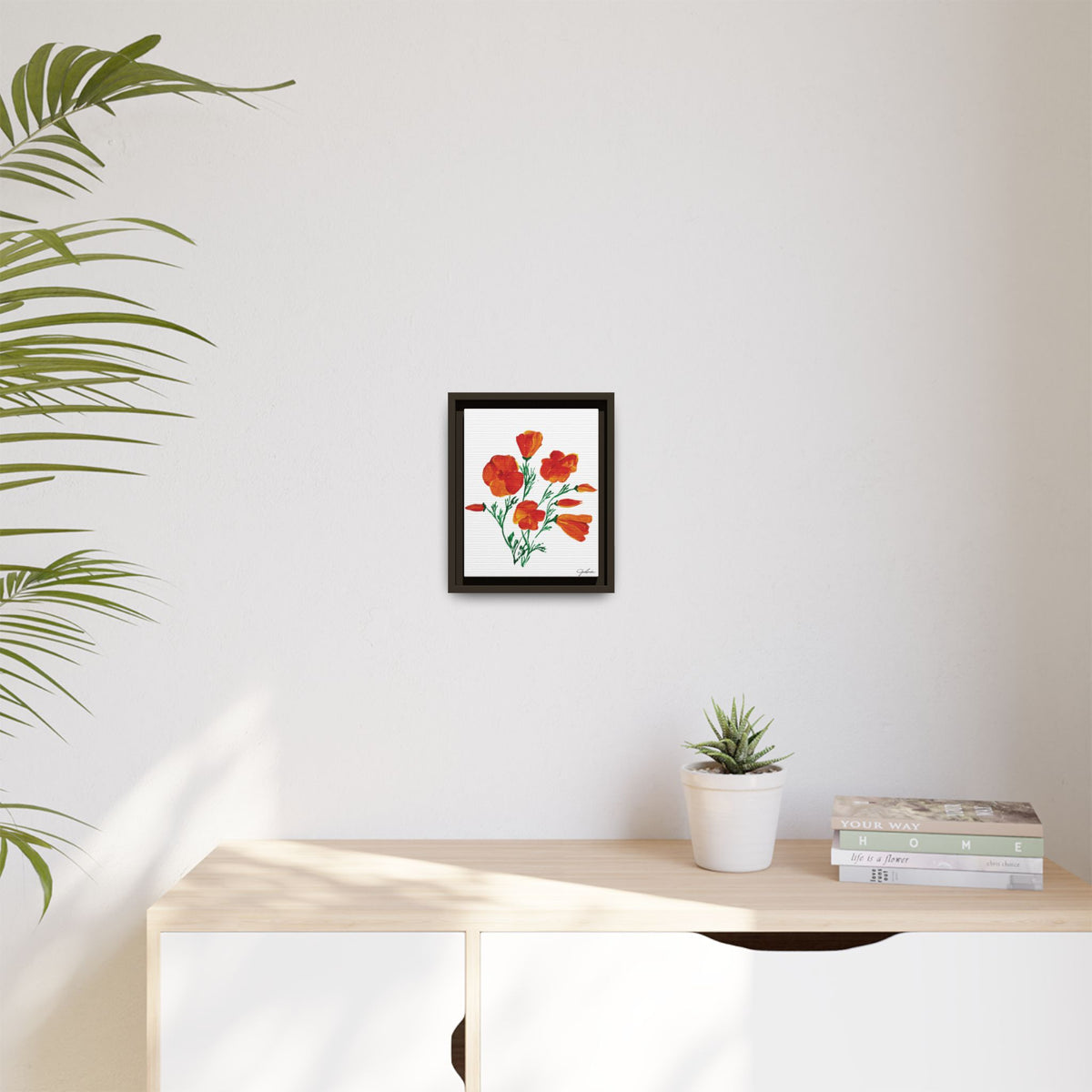 Framed Canvas Print, California Poppies - Print Wall Art - Home Decor, Matte Canvas, Multi-color Floral Artwork, Botanical Picture Gift