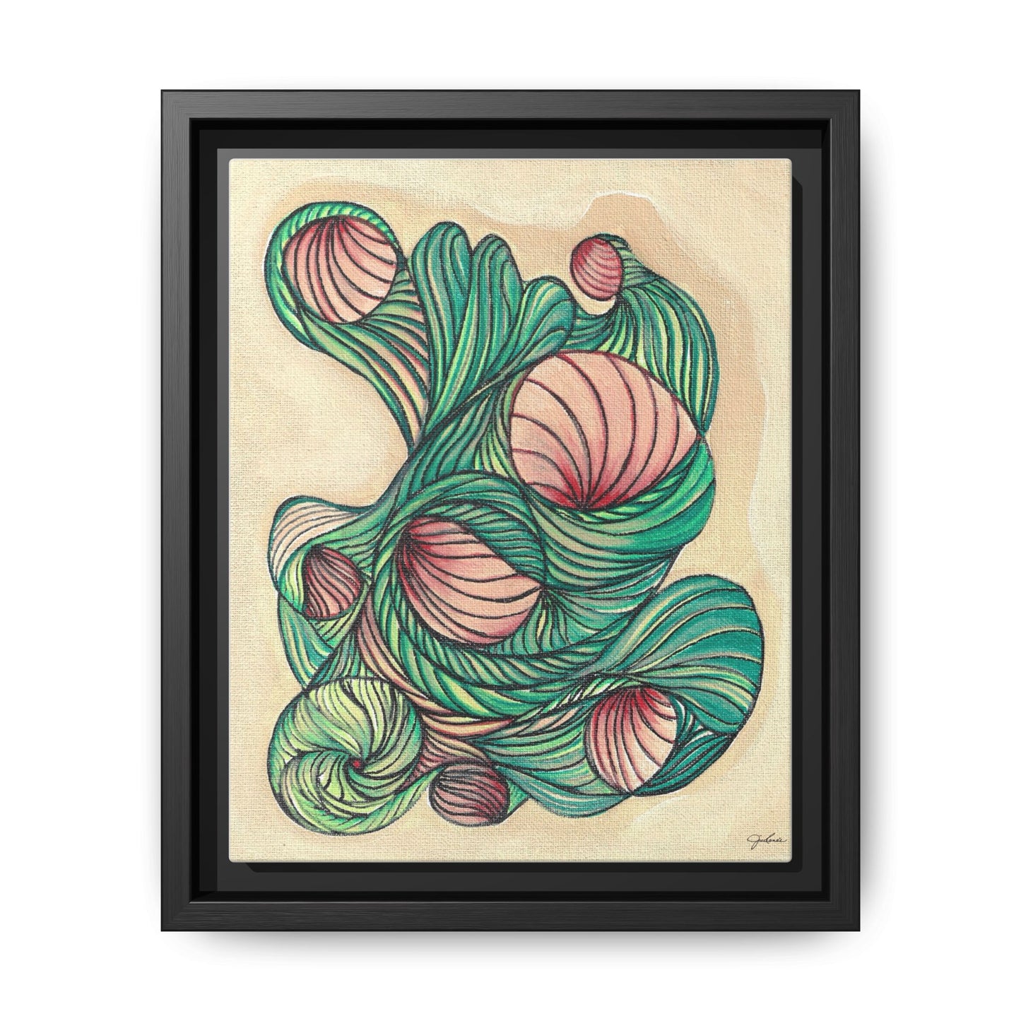Abstract Organic Swirls Matte Canvas Framed | Botanical Line Art Wall Decor