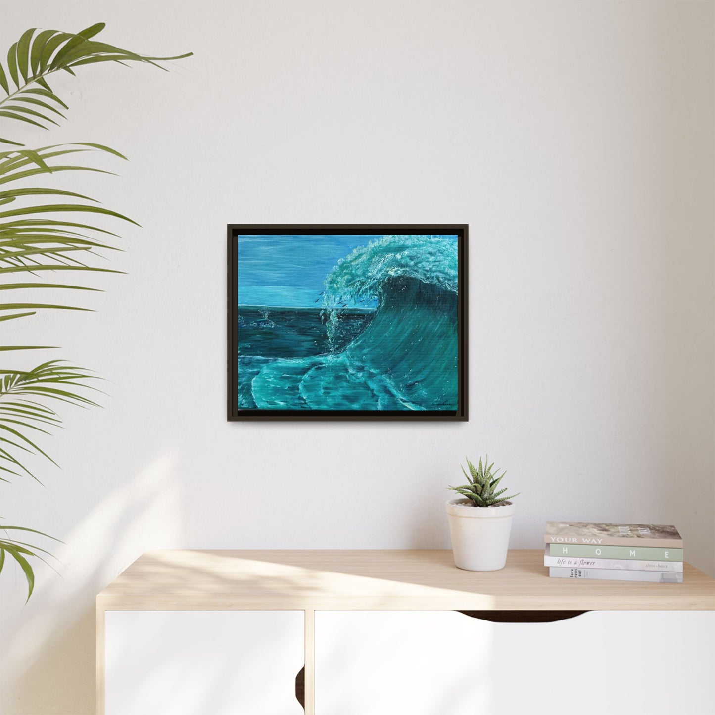 Colorful Wave at Sea Framed Canvas Print | Matte Canvas Artwork