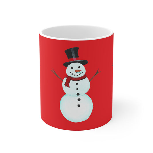 Festive Snowman Mug - Holiday Gift for Hot Cocoa Lovers, Christmas Decor, Winter Cheer, Cute Ceramic Cup