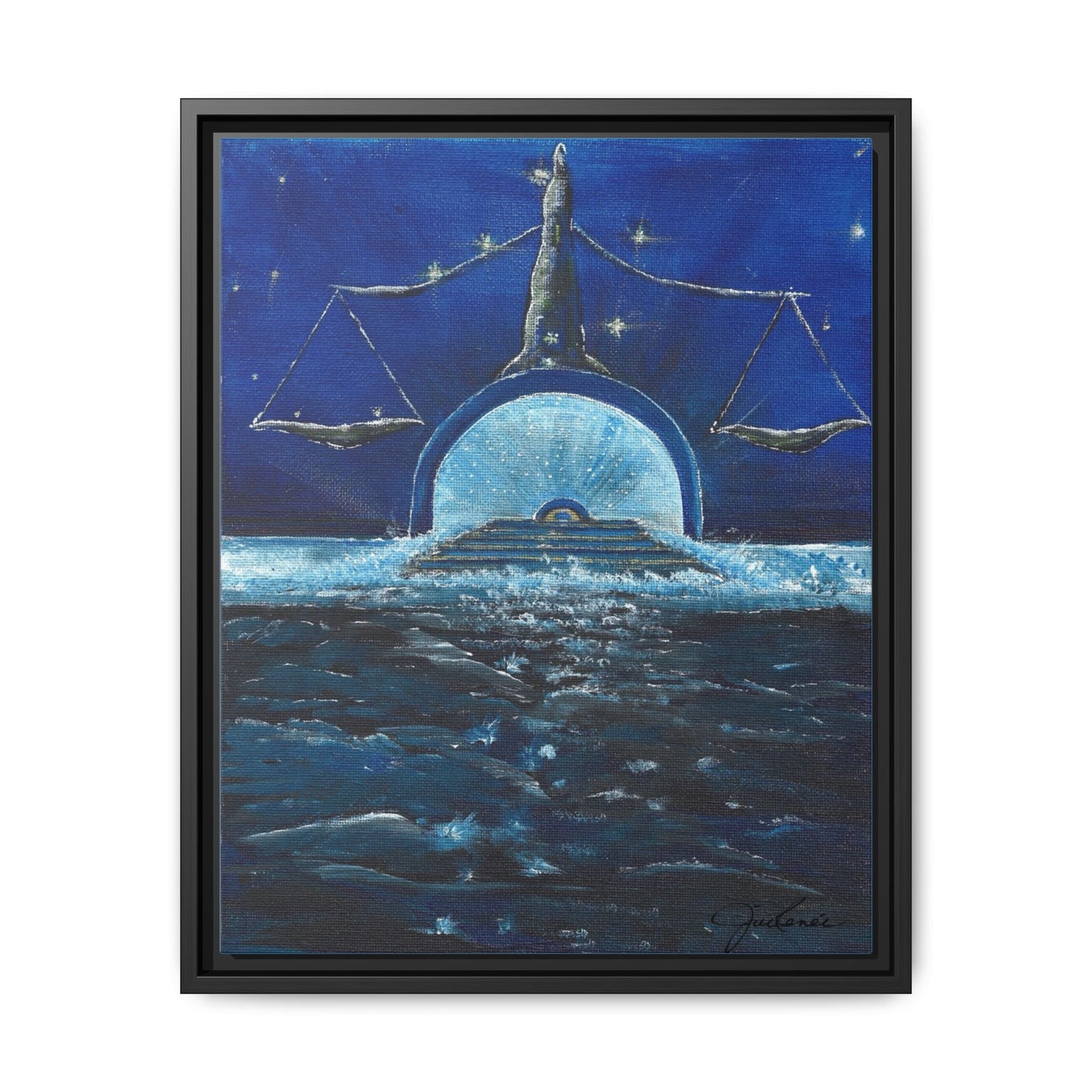 Libra Constellation and Scales Zodiac, Framed Canvas Print  Wall Art, Horoscope Astrology Decor, Gift for Libra, Constellation Art