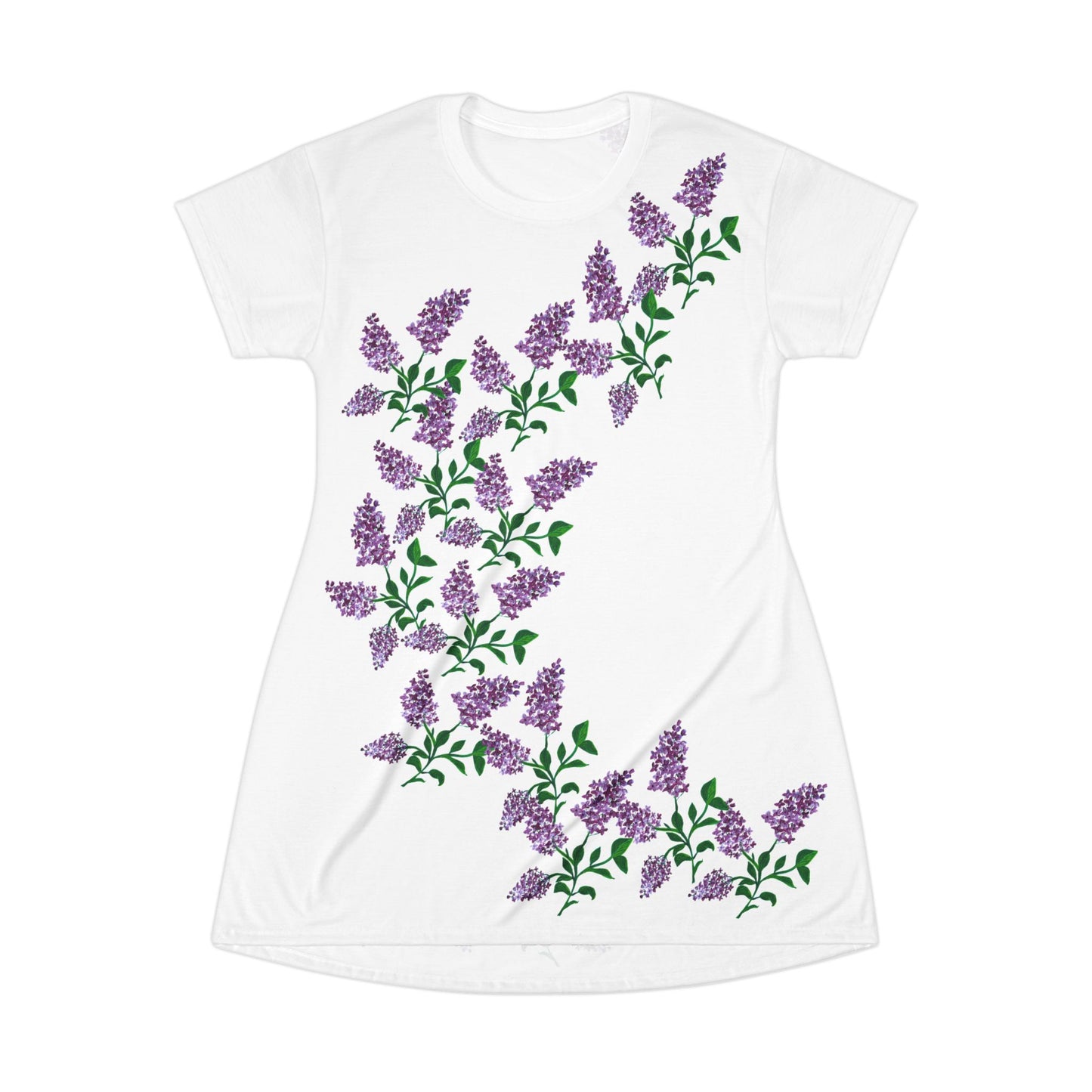 Purple Lilac T-Shirt Dress | Floral All-Over Print