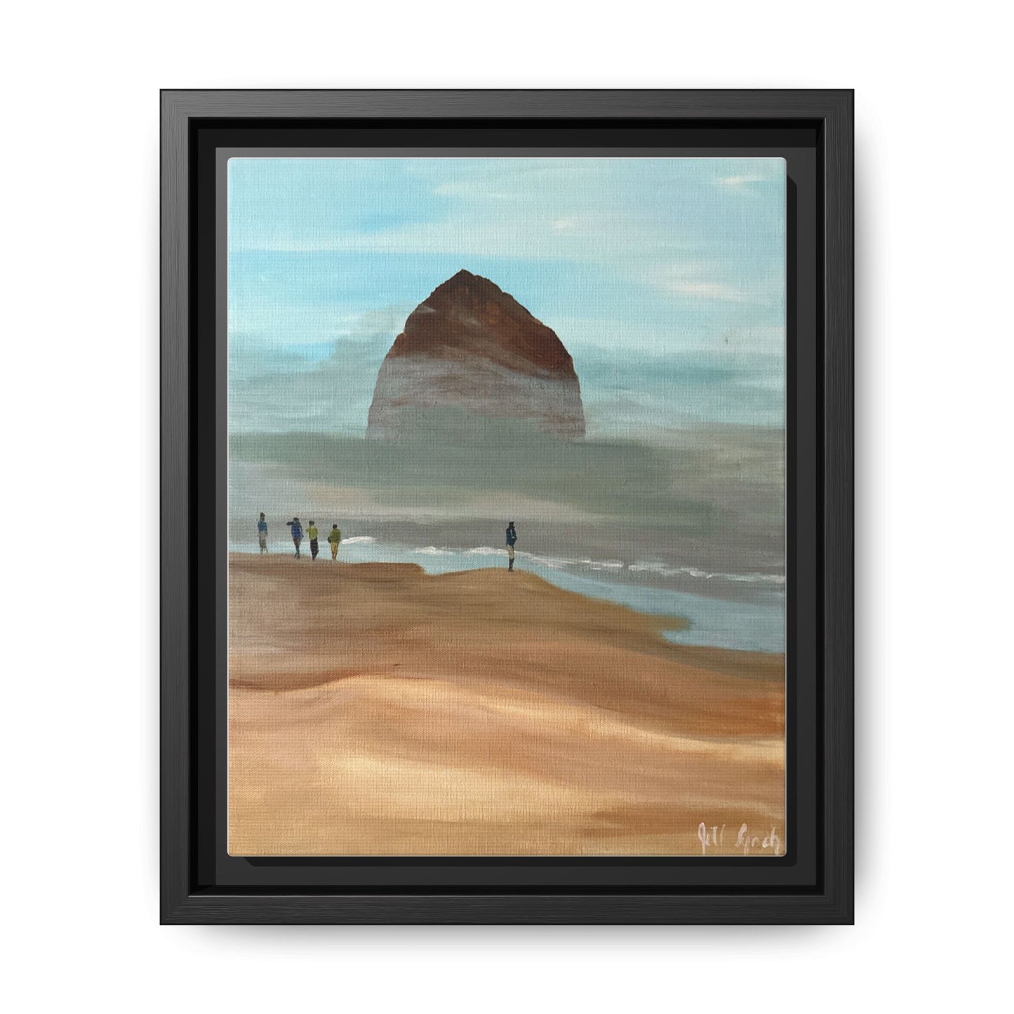 Fog Burning Off Haystack RockCanvas Print, Coastal Seascape Artwork, Pacific Northwest Wall Decor,, Haystack Rock Fog Art
