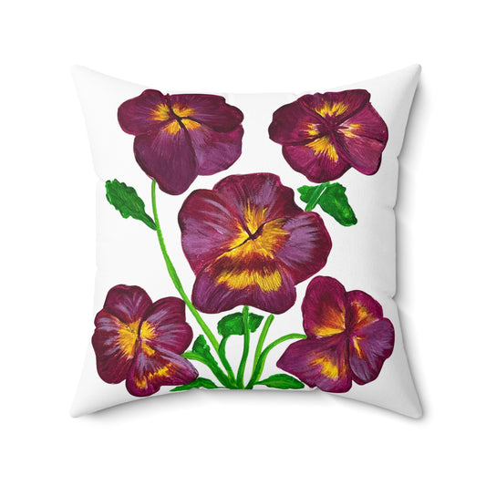 Elegant painted Pansies Floral Home Decor Pillow, Vintage Flower Cushion, Botanical Accent Pillow, Spring Decor, Flower Lover Gift