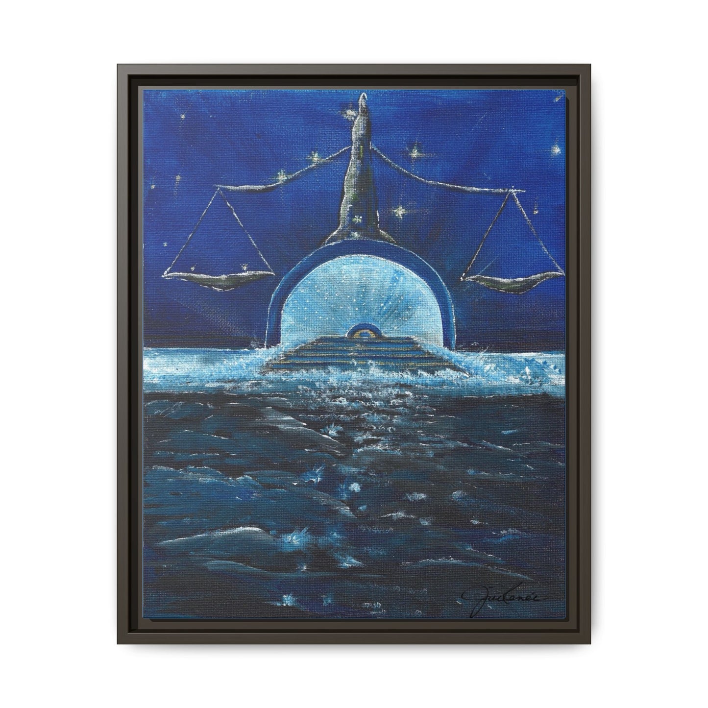 Libra Constellation and Scales Zodiac, Framed Canvas Print  Wall Art, Horoscope Astrology Decor, Gift for Libra, Constellation Art