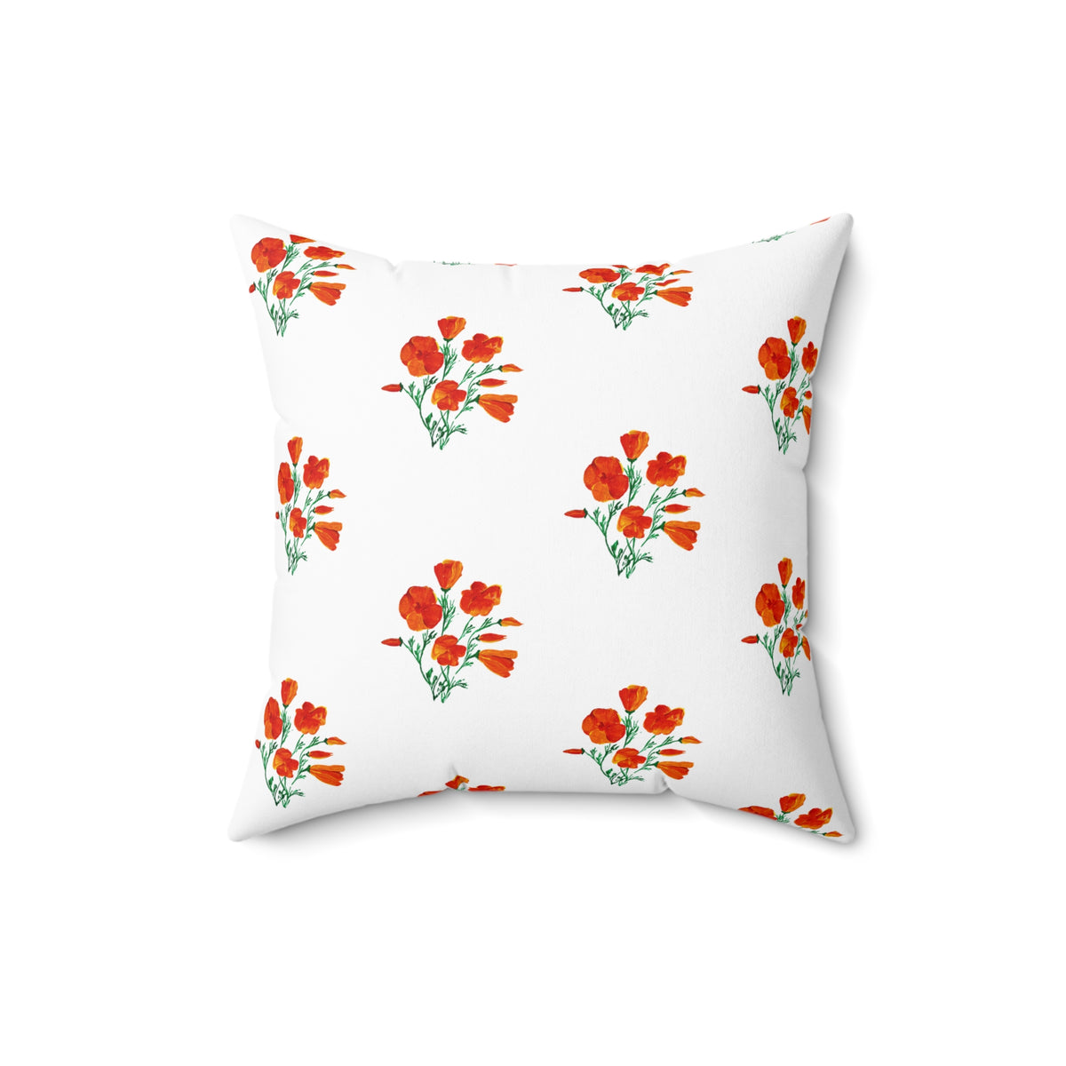 Elegant painted California Poppies, Floral Decor Pillow, Vintage Flower Cushion, Botanical Accent Pillow, Spring Decor, Flower Lover Gift