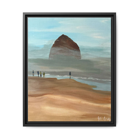 Fog Burning Off Haystack RockCanvas Print, Coastal Seascape Artwork, Pacific Northwest Wall Decor,, Haystack Rock Fog Art