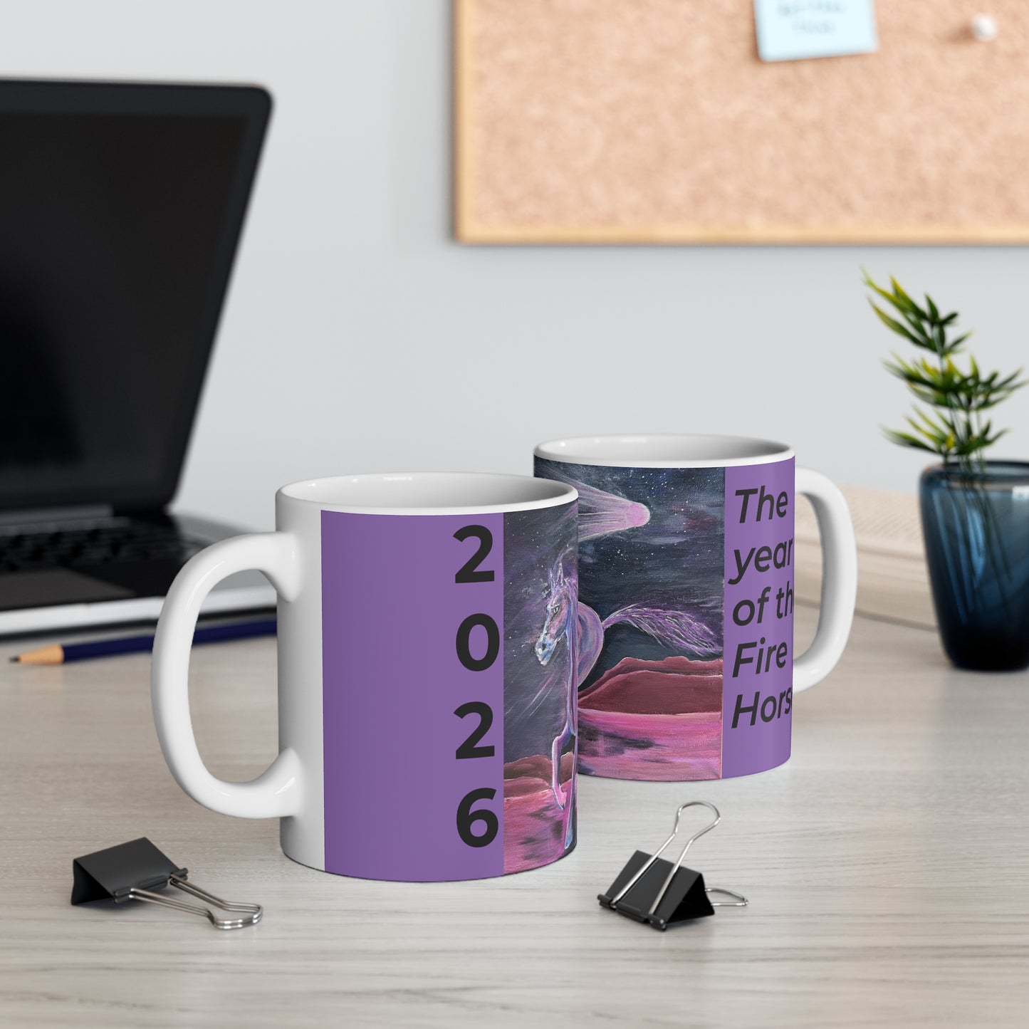 2026 Year of the Fire Horse Mug | Cosmic Colorful Horse Artwork 11oz