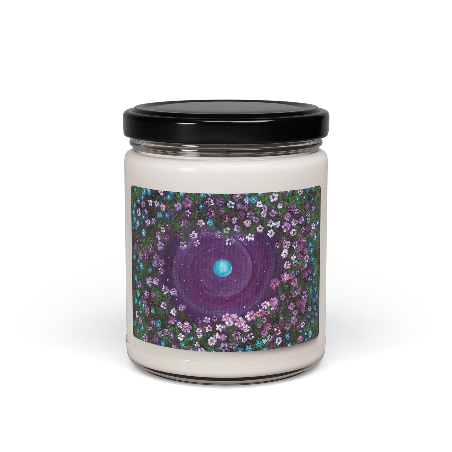 One World framed by garden Soy Candle 9oz | Jill Renee artwork