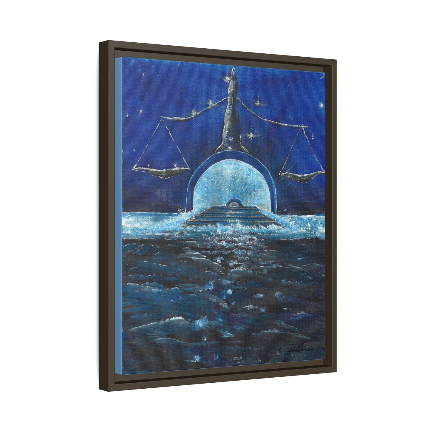 Libra Constellation and Scales Zodiac, Framed Canvas Print  Wall Art, Horoscope Astrology Decor, Gift for Libra, Constellation Art