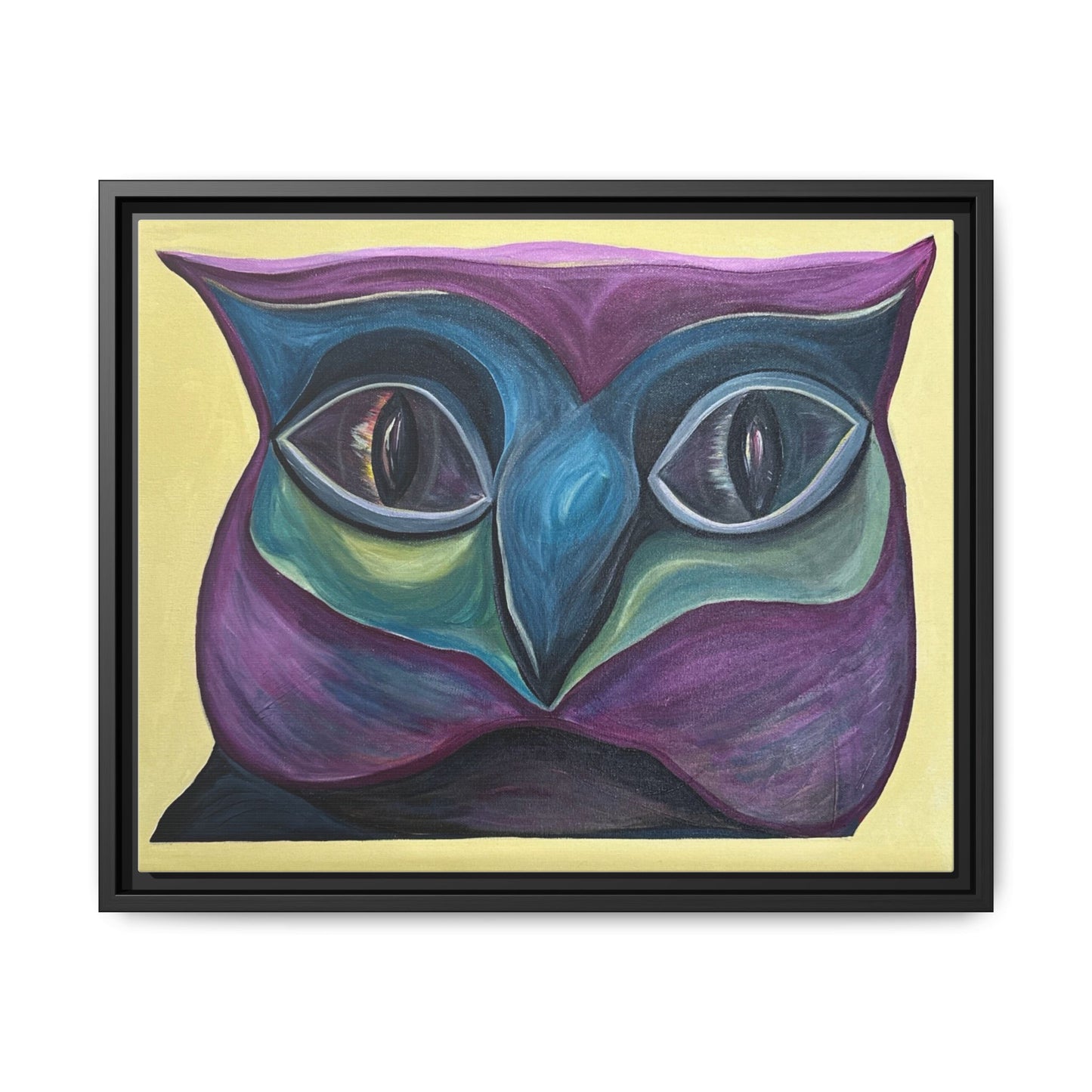 Abstract Colorful Owl Painting Matte Canvas, Framed | Modern Wall Art