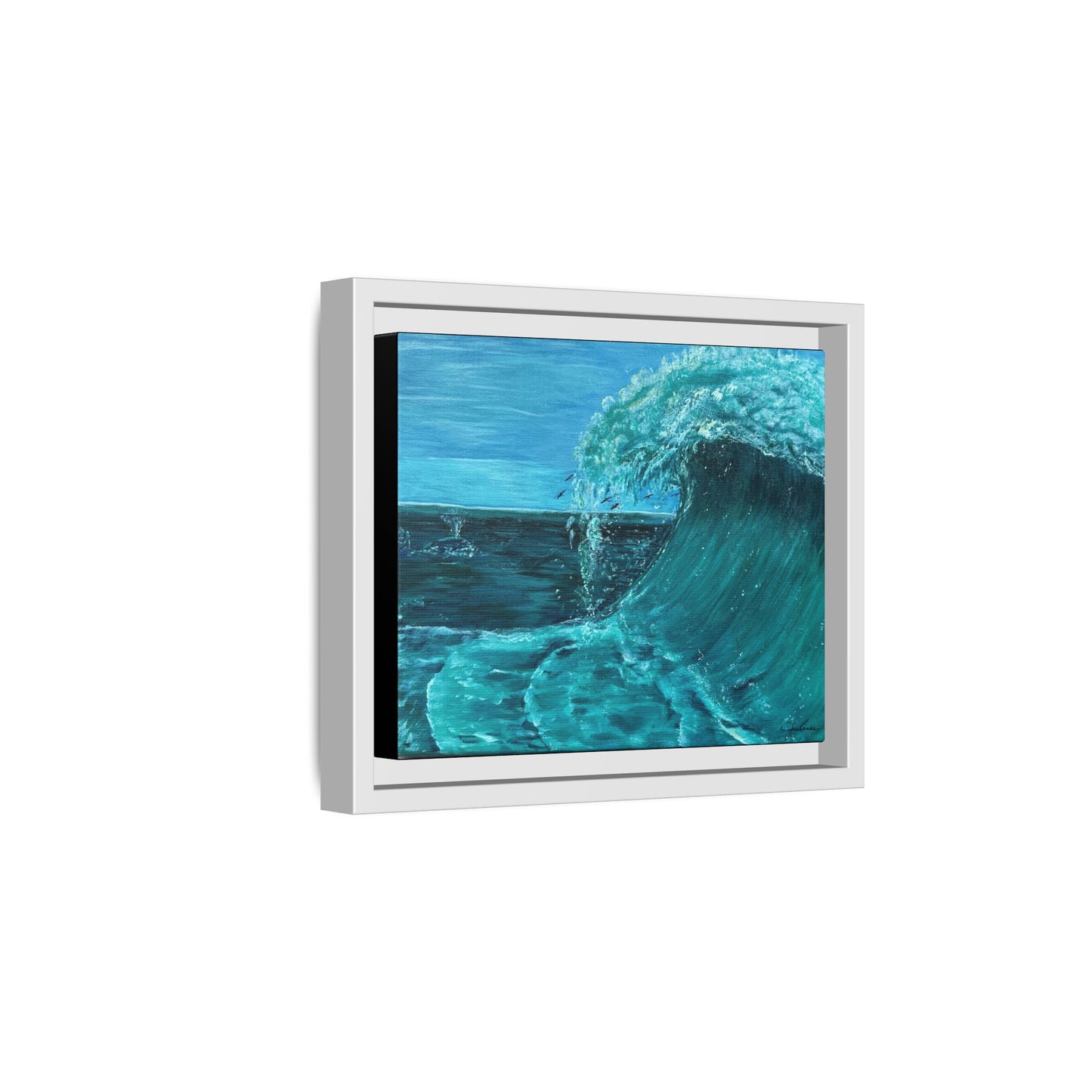 Colorful Wave at Sea Framed Canvas Print | Matte Canvas Artwork
