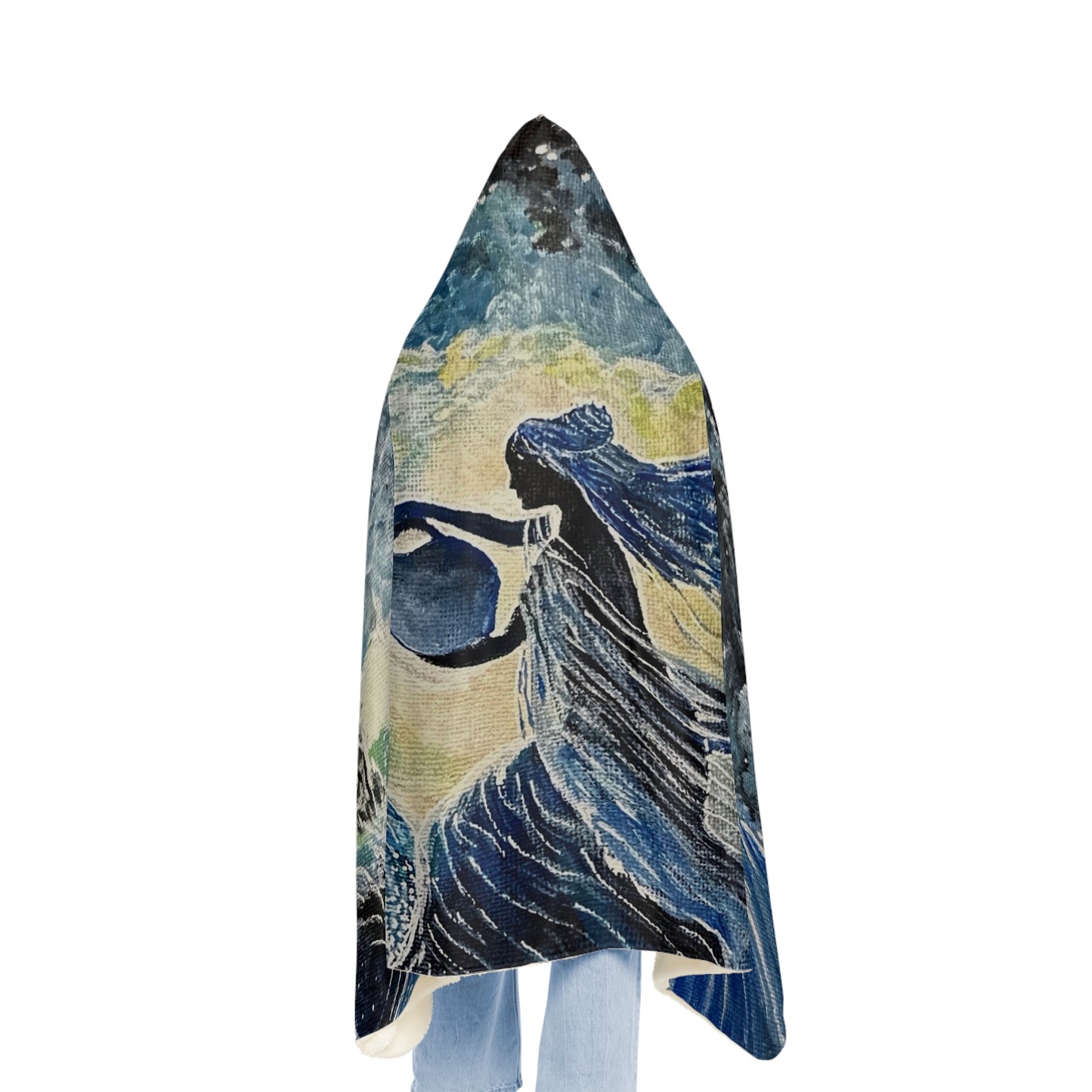 Aquarian Goddess Water Bear Hooded Blanket | Astrology Aquarius Cosmic Throw