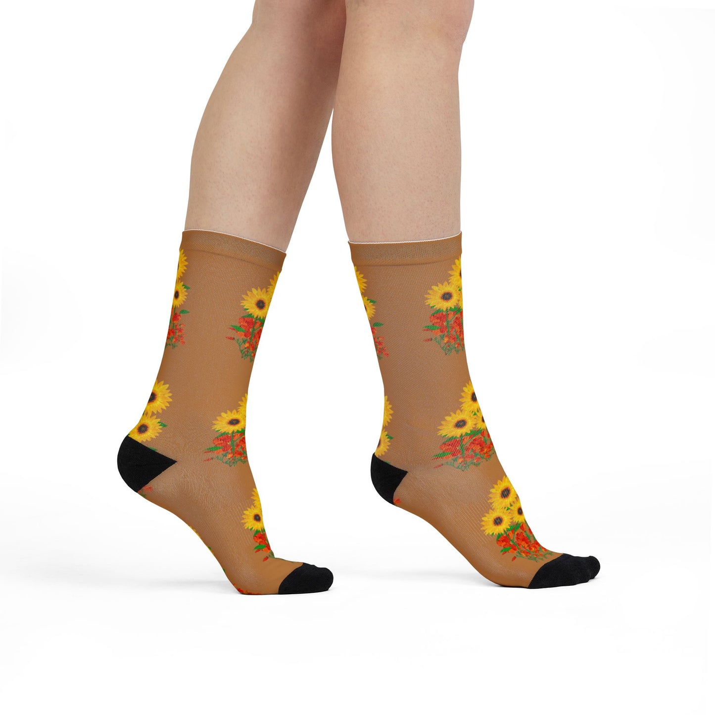 Sunflower Blooms Crew Socks - Vibrant Floral Gift, Eco-friendly Fashion, Fun Cozy Wear, Happy Birthday Surprise, Nature Lover Accessory
