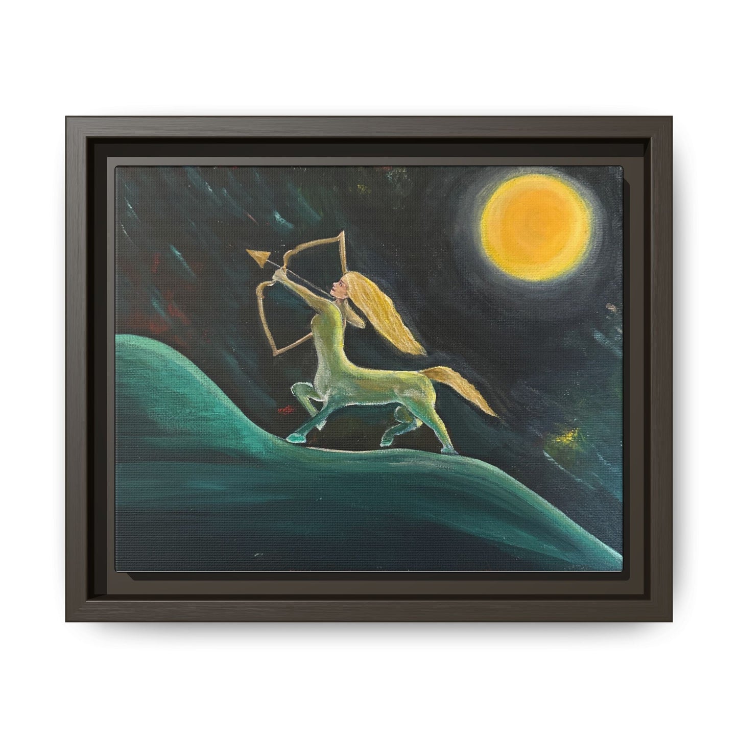 Sagittarius Celestial Centaur Framed Canvas Print — Matte Multi‑Color