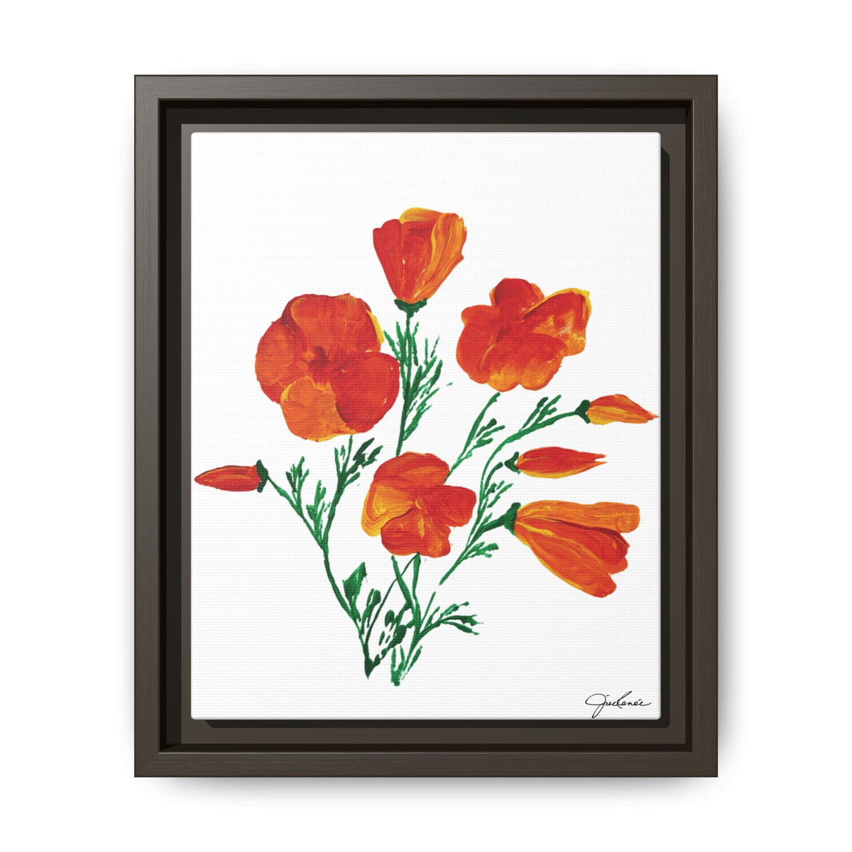 Framed Canvas Print, California Poppies - Print Wall Art - Home Decor, Matte Canvas, Multi-color Floral Artwork, Botanical Picture Gift