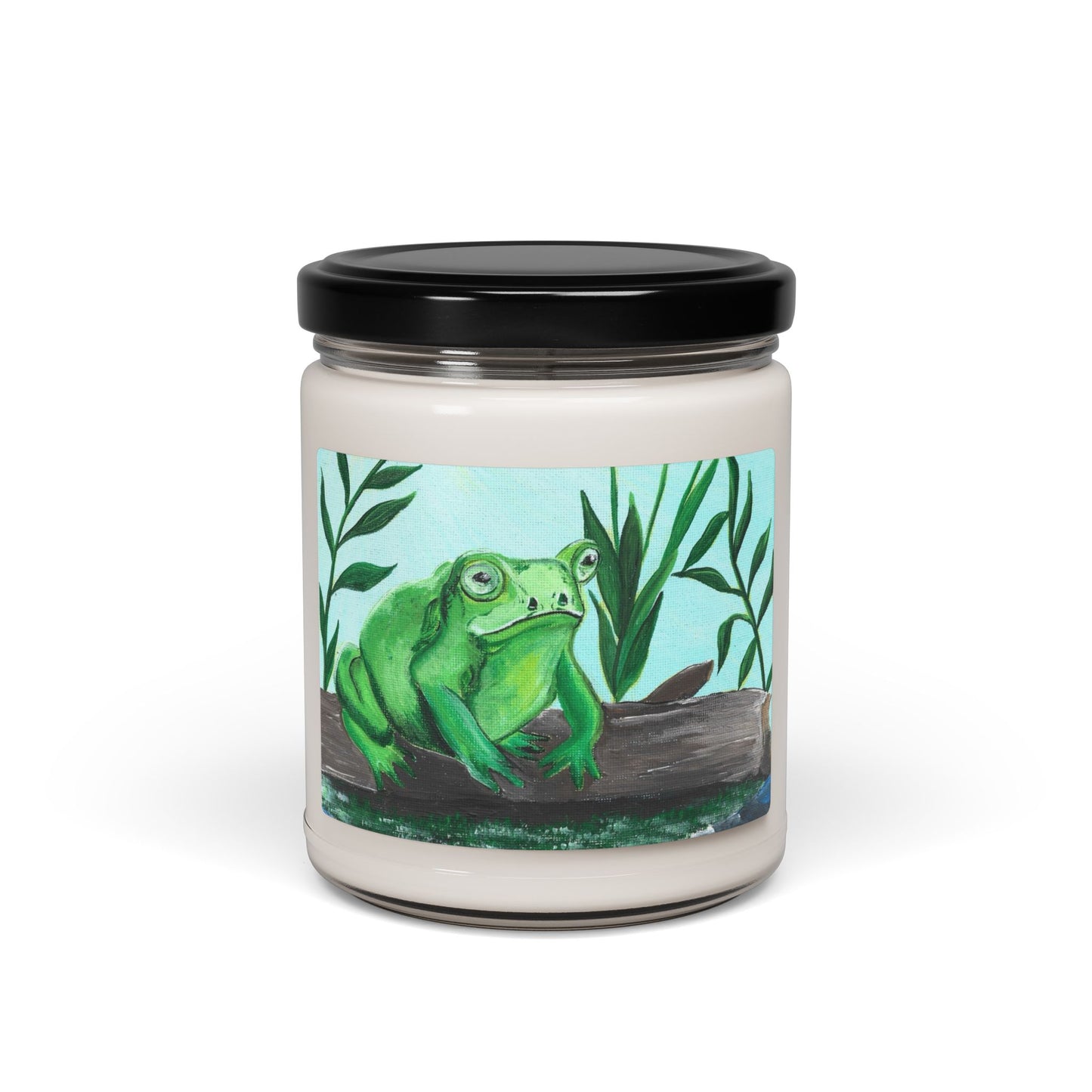 Green Tree Frog Illustration Candle | Scented Soy Candle 9oz - Original artwork by Jill Renee