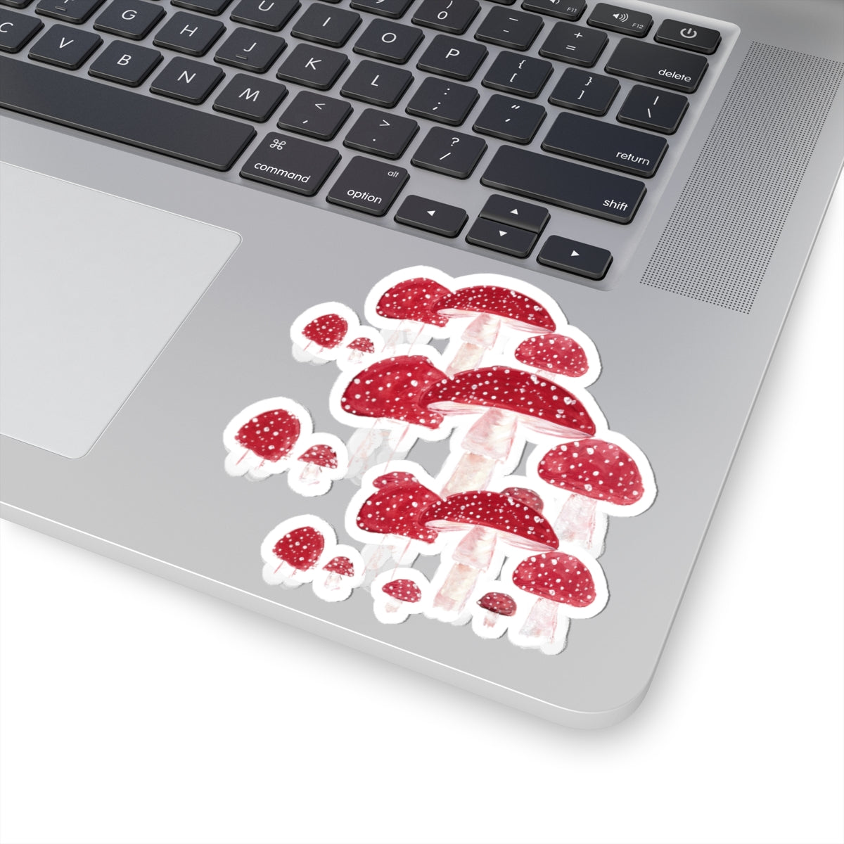 Red Toadstool Mushroom Sticker — Watercolor Fungi Kiss-Cut Decal