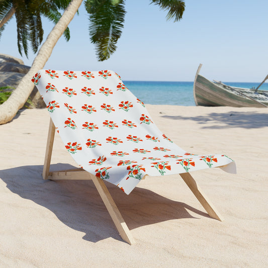California Poppies Floral Beach Towel - Large Bath Towel, Flower Design Towel, Versatile Floral Print, Beautiful Beach Blanket, Floral