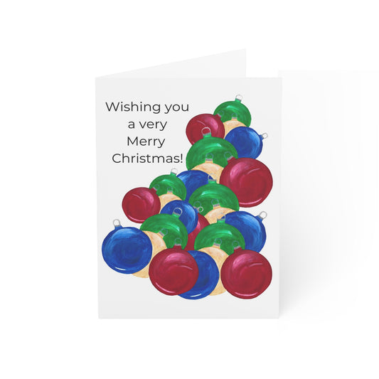 Greeting Cards, Festive Holiday Ornaments Design, Ideal for Christmas Wishes, Invitations, Seasonal Greetings, Pack of 10 Cards