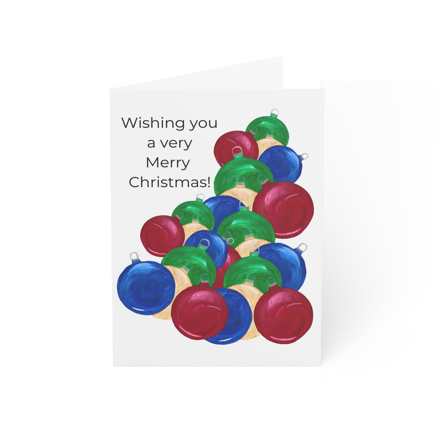 Greeting Cards, Festive Holiday Ornaments Design, Ideal for Christmas Wishes, Invitations, Seasonal Greetings, Pack of 10 Cards