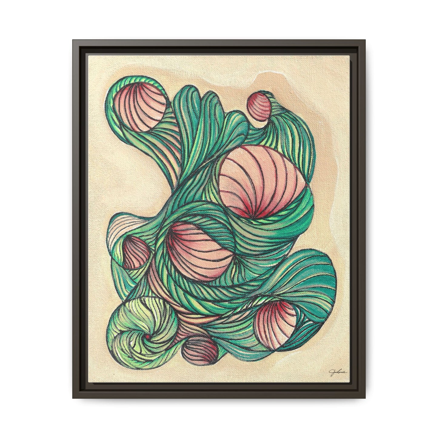 Abstract Organic Swirls Matte Canvas Framed | Botanical Line Art Wall Decor