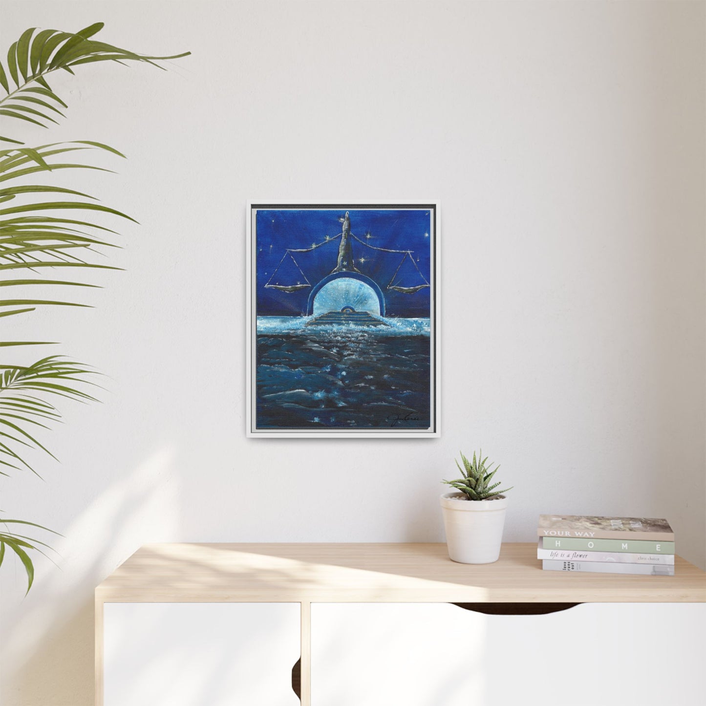 Libra Constellation and Scales Zodiac, Framed Canvas Print  Wall Art, Horoscope Astrology Decor, Gift for Libra, Constellation Art