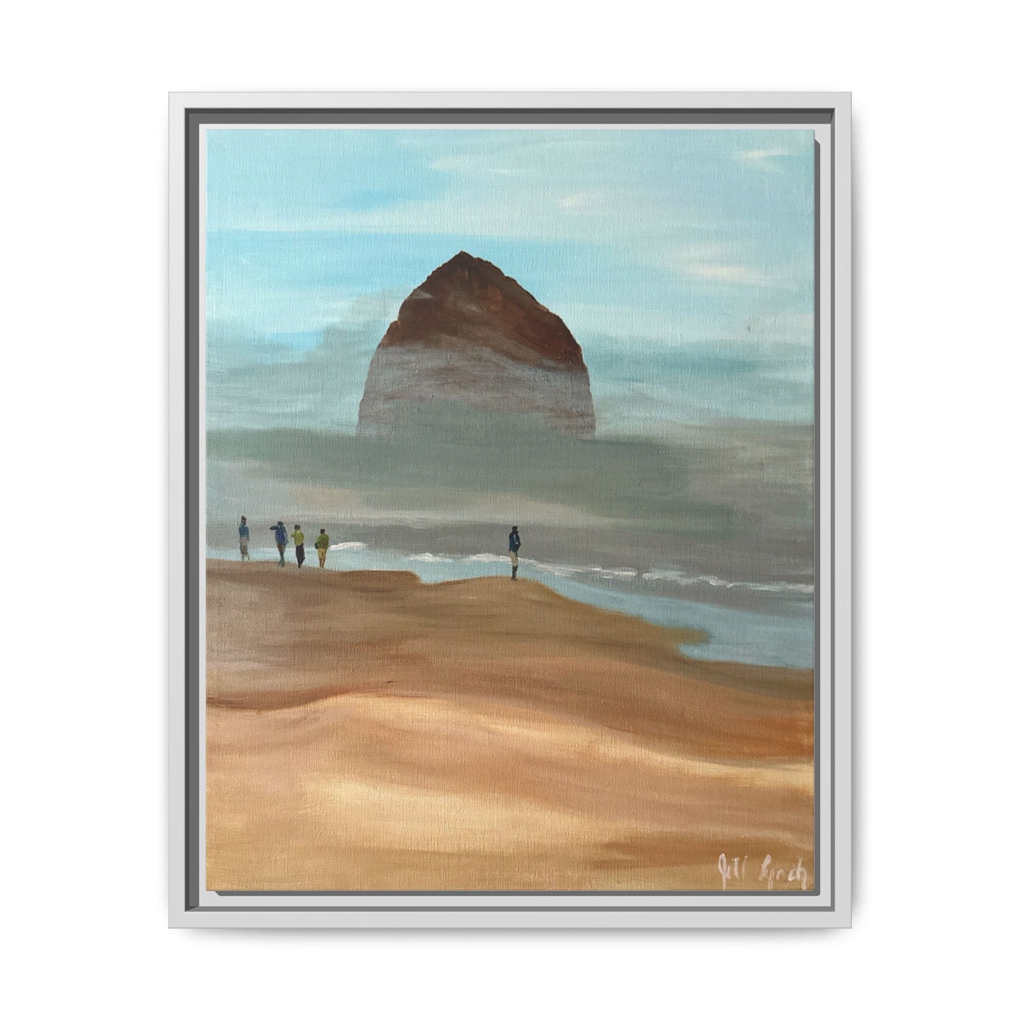 Fog Burning Off Haystack RockCanvas Print, Coastal Seascape Artwork, Pacific Northwest Wall Decor,, Haystack Rock Fog Art