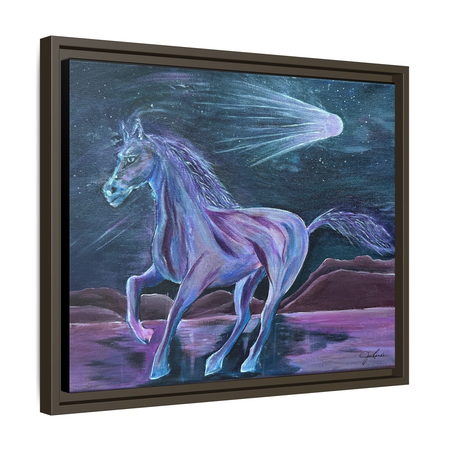 Canvas Print, Purple Horse and Comet, I Want To See You Glow, Framed Wall Art, Ethereal Art, Acrylic Art, Matte Canvas Print, Multi-color,