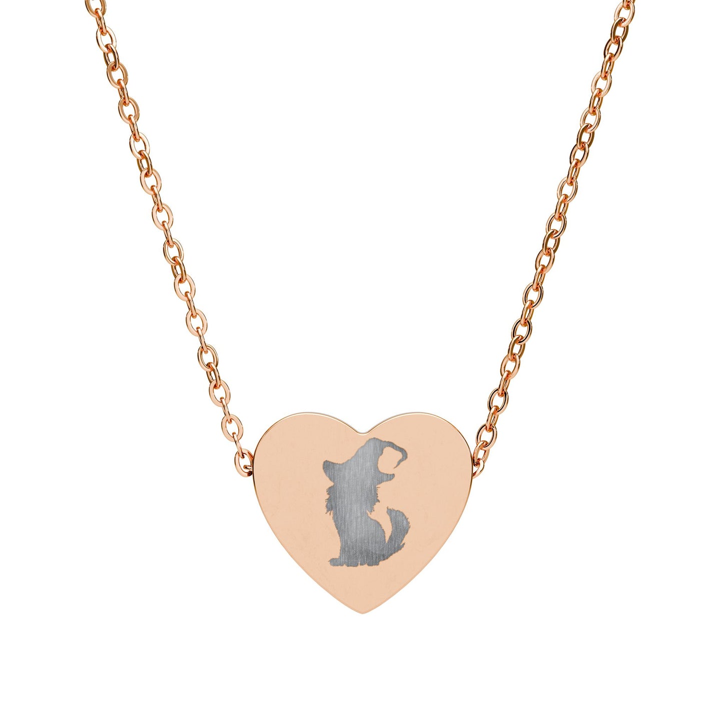 Necklace, Witchy Kitten Engraved, Halloween Lover Jewelry, Cute Kitten Gift, Friendship Necklace, Romantic Gift for Her